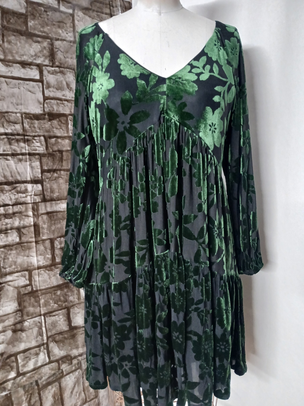Taylor Black Midi Dress with Green Velvet Floral Burnout